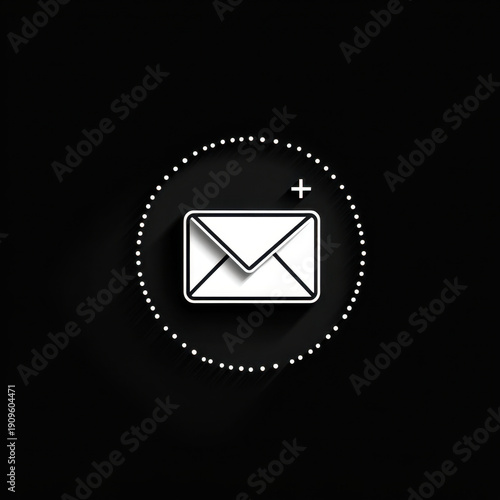 White envelope icon on black background.