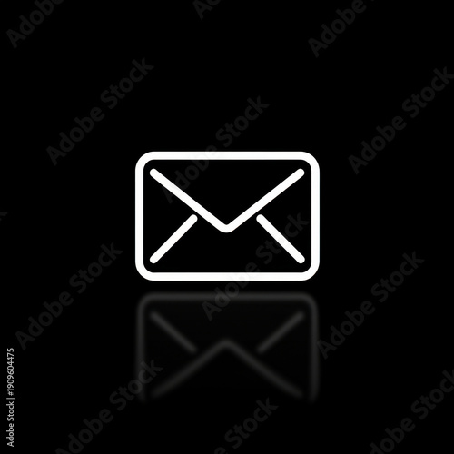 Email icon on black background.