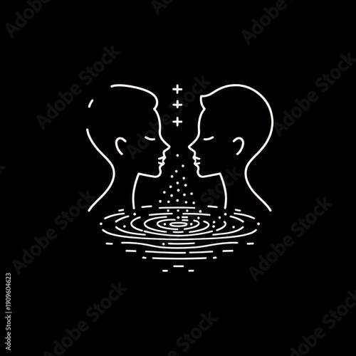 Couple kissing in water with cross above.