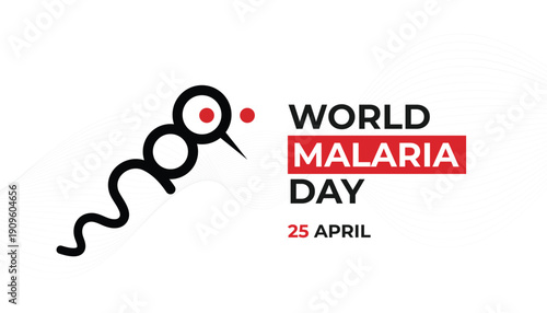 Minimalist World Malaria Day Banner with Abstract Mosquito Parasite Illustration