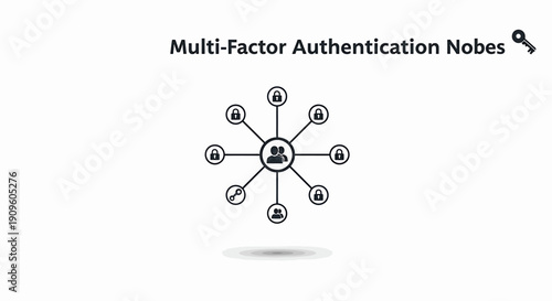 Multi factor authentication nodes and network security icon