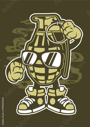 Exploding Grenade with Fire and Smoke, Symbolizing Danger