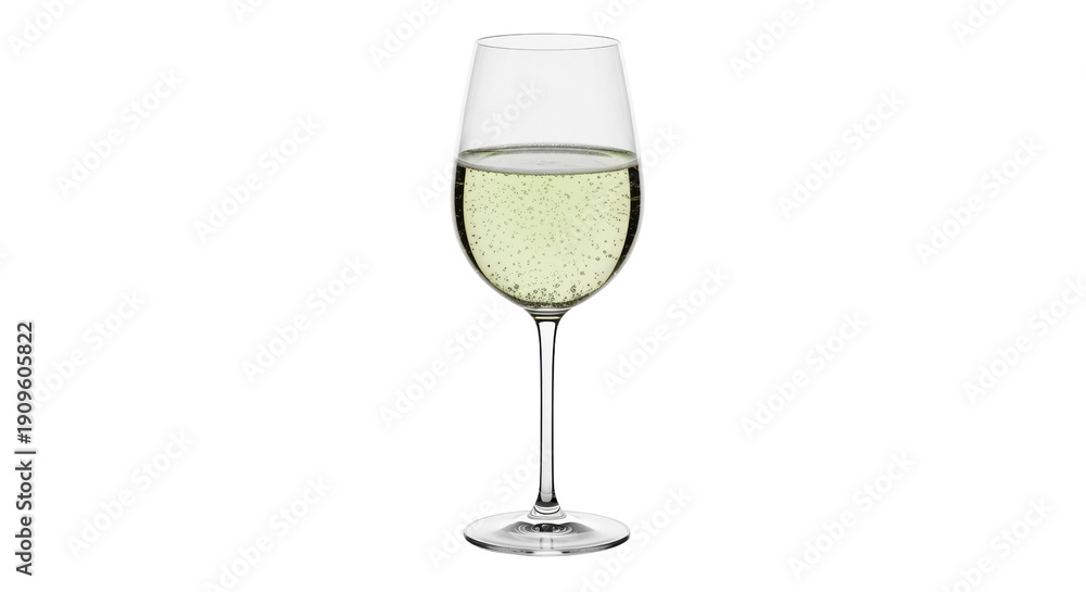 Fototapeta premium Elegant glass of sparkling white wine isolated PNG, celebratory drink for special occasions and festive celebrations
