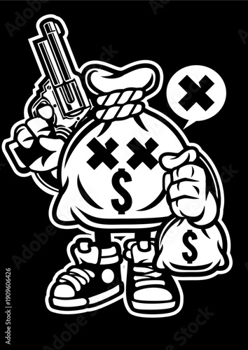 Money Takers Robbing Bank Crime Syndicate Vector Art