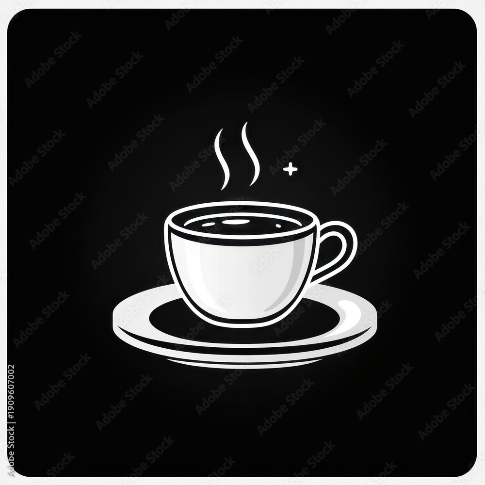 Obraz premium Coffee cup icon on black background.