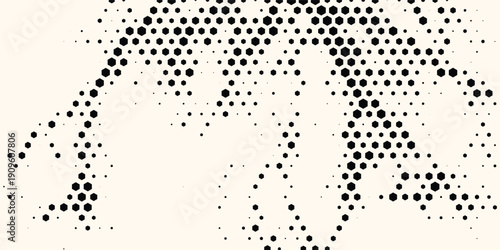 Hexagon Shapes Vector Abstract Geometric Technology Retrowave Sci-Fi Texture Isolated on Light Background. Halftone Hex Retro Simple Pattern. Eps10
