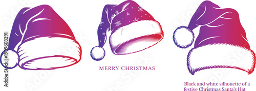 Three Colorful Santa Hats with Merry Christmas Text