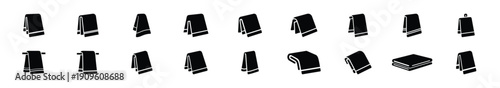 Collection of black   kitchen towel silhouette isolated on white background. cooking vector illustration icons.