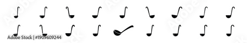 Collection of black   ladle spoon silhouette isolated on white background. cooking vector illustration icons.
