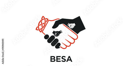 Symbolic handshake logo with nested handshakes and Celtic knot design