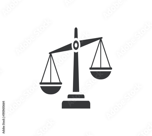 A simple black silhouette of scales of justice symbolizing legal fairness and balance high quality professional