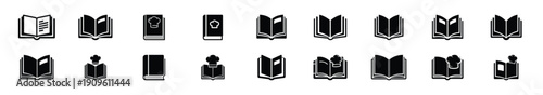 Collection of black   recipe book silhouette isolated on white background. cooking vector illustration icons.