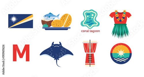 Marshall Islands cultural symbols and marine life collection