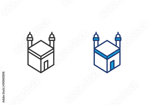 Kaaba Icon Set Multiple Style Collection