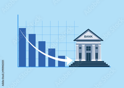 Financial debt or crisis, investment risk from unemployment or lack of income. Bank tighten belt. Flat vector illustration 