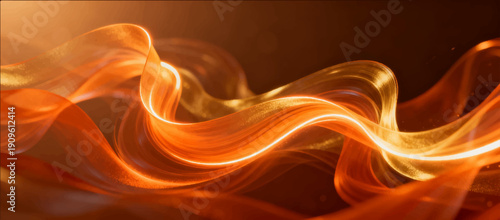 Vector illustration of an energy flow effect in the form of enveloping glowing ribbons with a warm orange glow.
