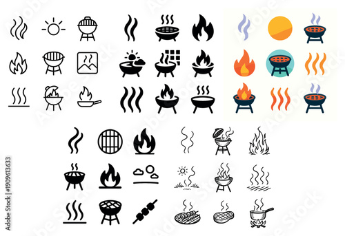 Grill and bbq icons collection