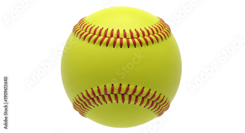Konstfotografi Bright yellow softball PNG isolated on transparent background, sports equipment