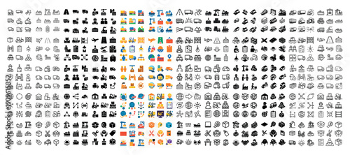 Global business and logistics icon set
