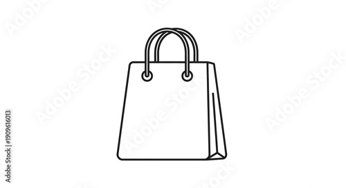 Simple line drawing of a shopping bag black and white silhouette