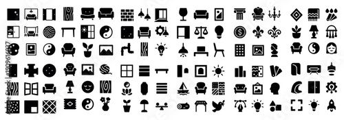 Home decor and furniture icon set