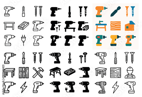Power tools and construction vector set