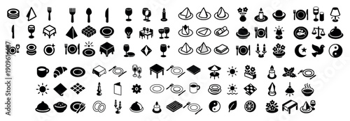 Elegant restaurant icons set