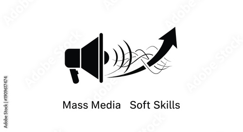 Loudspeaker emitting sound waves a bold graphic silhouette