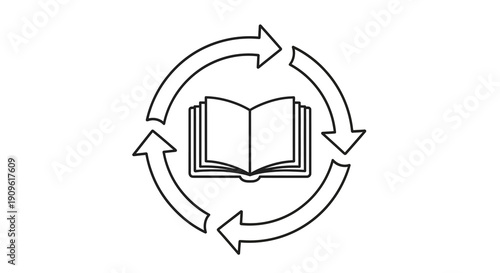 Recycling and education concept with an open book silhouette