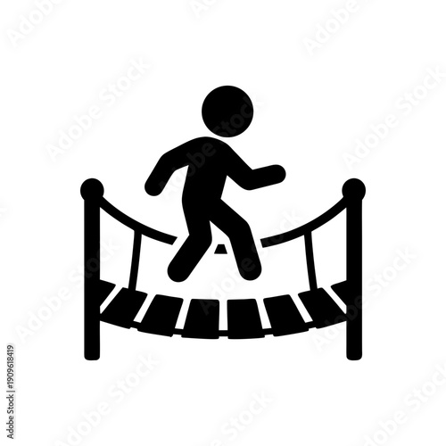 Kid Crossing Rope Bridge Icon