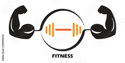 Strong Biceps Flexing and Dumbbell Icon Representing Fitness and Strength Training, Isolated on Transparent Background