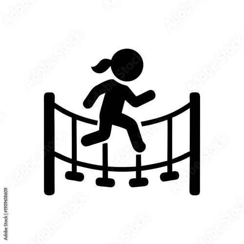 Girl Crossing Suspension Bridge Icon