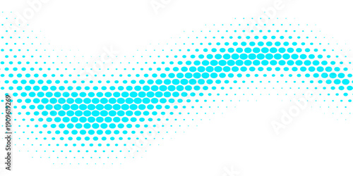 Abstract halftone vector background with a blue and green wave pattern featuring artistic dotted circles and digital light textures for a modern business wallpaper design