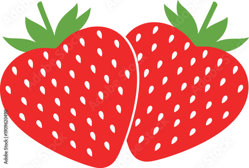 Two fresh and juicy strawberries