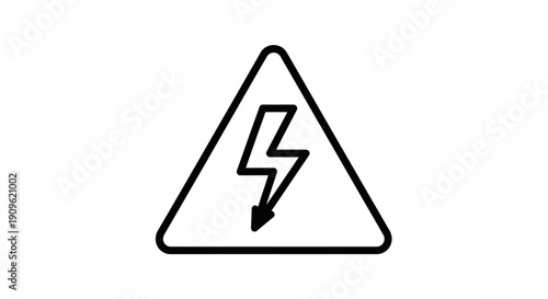 Black outline warning sign with lightning bolt symbol indicating electrical hazard.