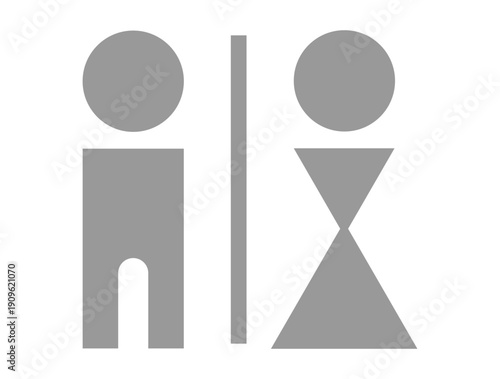 A simple, modern vector illustration of male and female toilet signs with a clean aesthetic, suitable for commercial and public signage use.