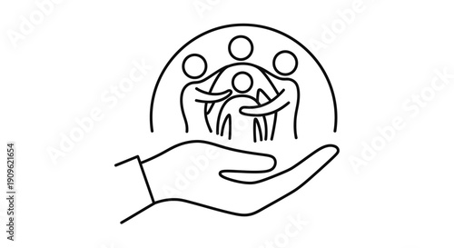 Caring Hand Gently Holding and Protecting a Family Unit, Symbolizing Family Care, Support, and Security on Isolated White Background