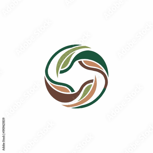 Konstfotografi Circular Leaf Logo Design Representing Nature and Sustainability.
