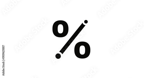 Percentage Symbol Line Art Icon on Isolated White Background