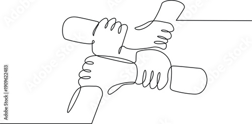 A detailed drawing of hands holding each other in a circle Vector