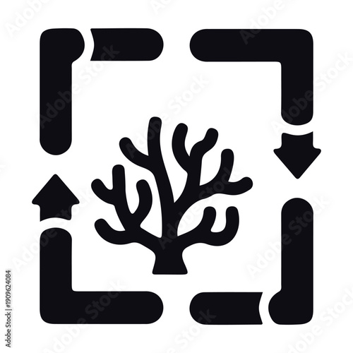 Coral reef ecosystem conservation and protection icon