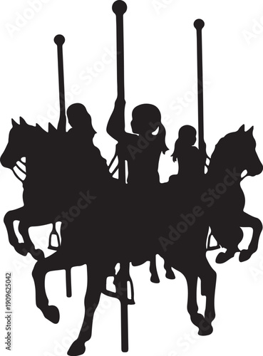 the three christian prophets riding camels black silhouette isolated on white background