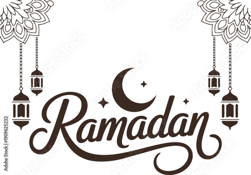 arabic ramadan kareem calligraphy lettering ramadhan greeting text for ramzan mubarak with lantern islamic pattern background