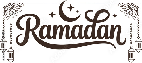 arabic ramadan kareem calligraphy lettering ramadhan greeting text for ramzan mubarak with lantern islamic pattern background