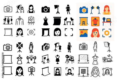 Photography equipment icon collection