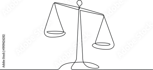 A simple line drawing of a balance scale with two empty plates Vector
