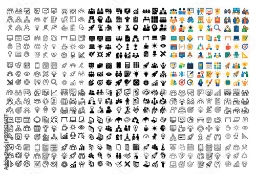 Diverse business and communication icons