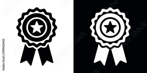 Rosette icon concept in flat black and white style on clean background vector illustration design
