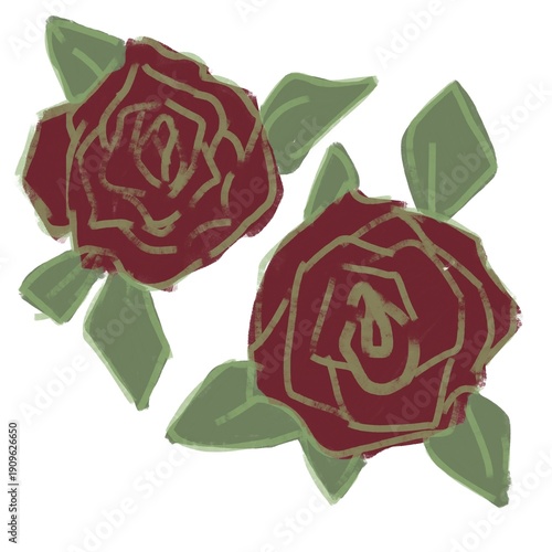 red rose with leaves