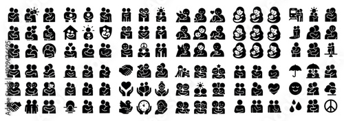 People and emotions icons set